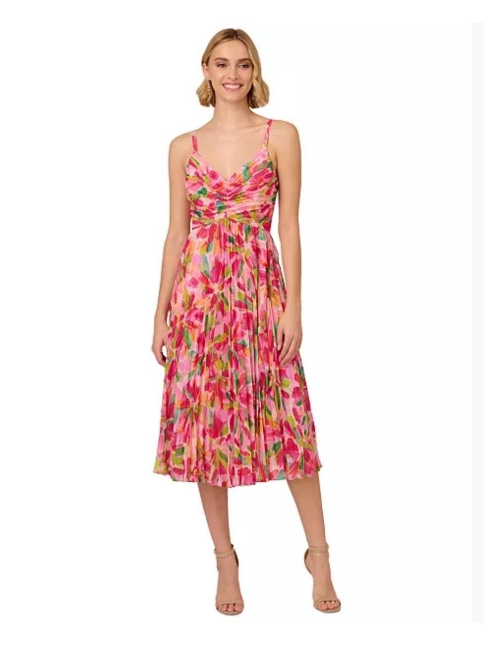 Adrianna Papell NWT Floral Pleated Mini Dress